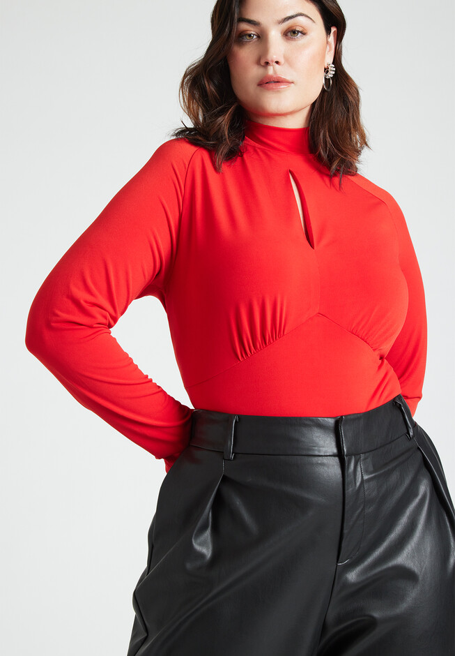 Mock Neck Top With Keyhole | Eloquii
