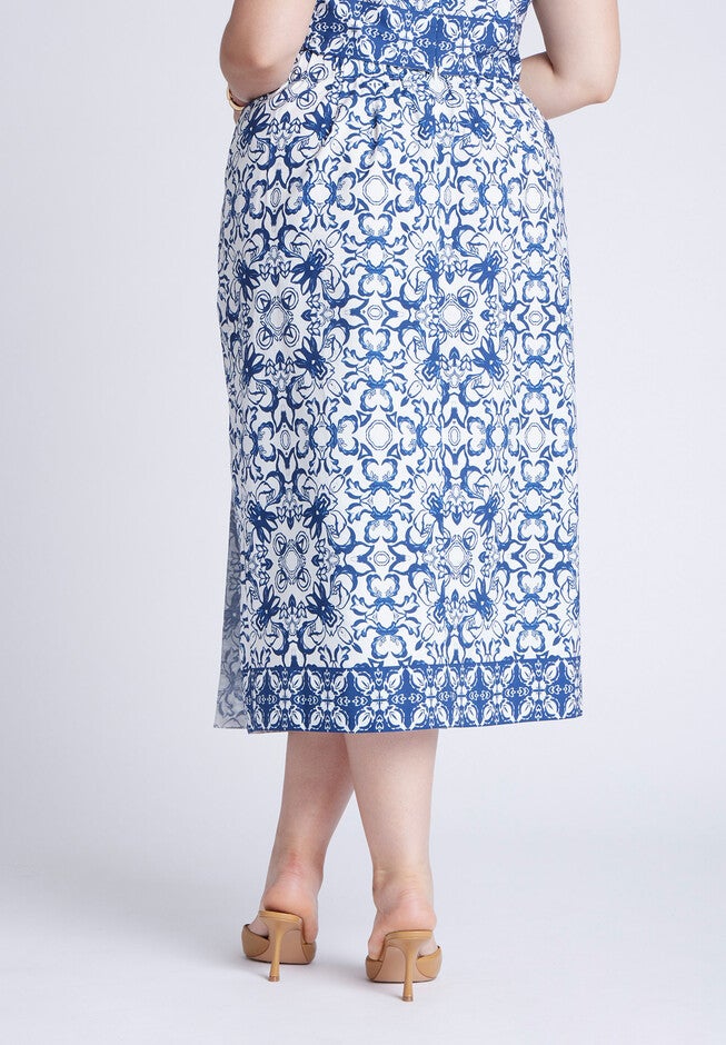 Border Print Midi Skirt, AZULEJO, alternate image number null