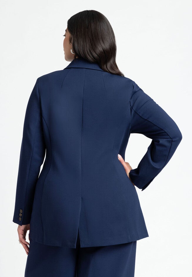 The Ultimate Stretch Long Two Button Blazer, MARITIME BLUE, on-hover image number null