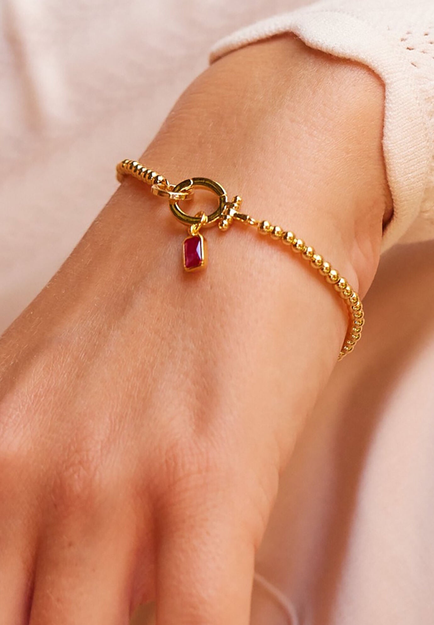 Mackenzie Gold Birthstone Bracelet, JULY, alternate image number 1