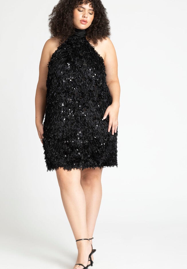 Scarf Neck Textured Mini Dress, , alternate image number null