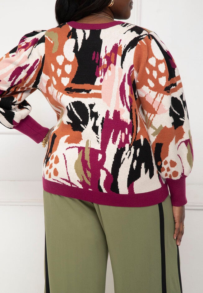 ELOQUII Elements Puff Sleeve Sweater, , alternate image number null