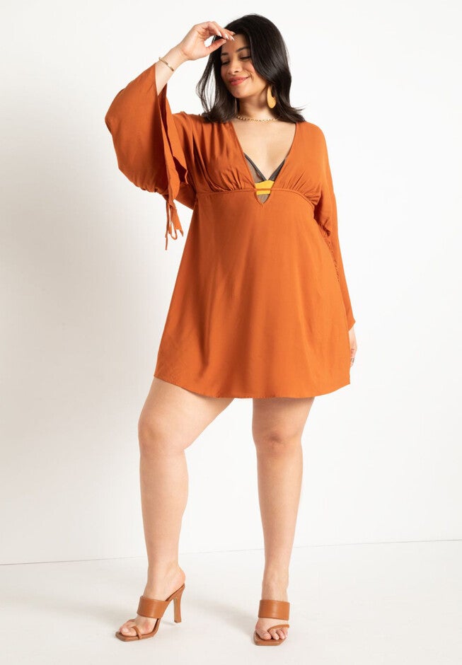 Dramatic Sleeve Micro Dress Coverup, , on-hover image number null