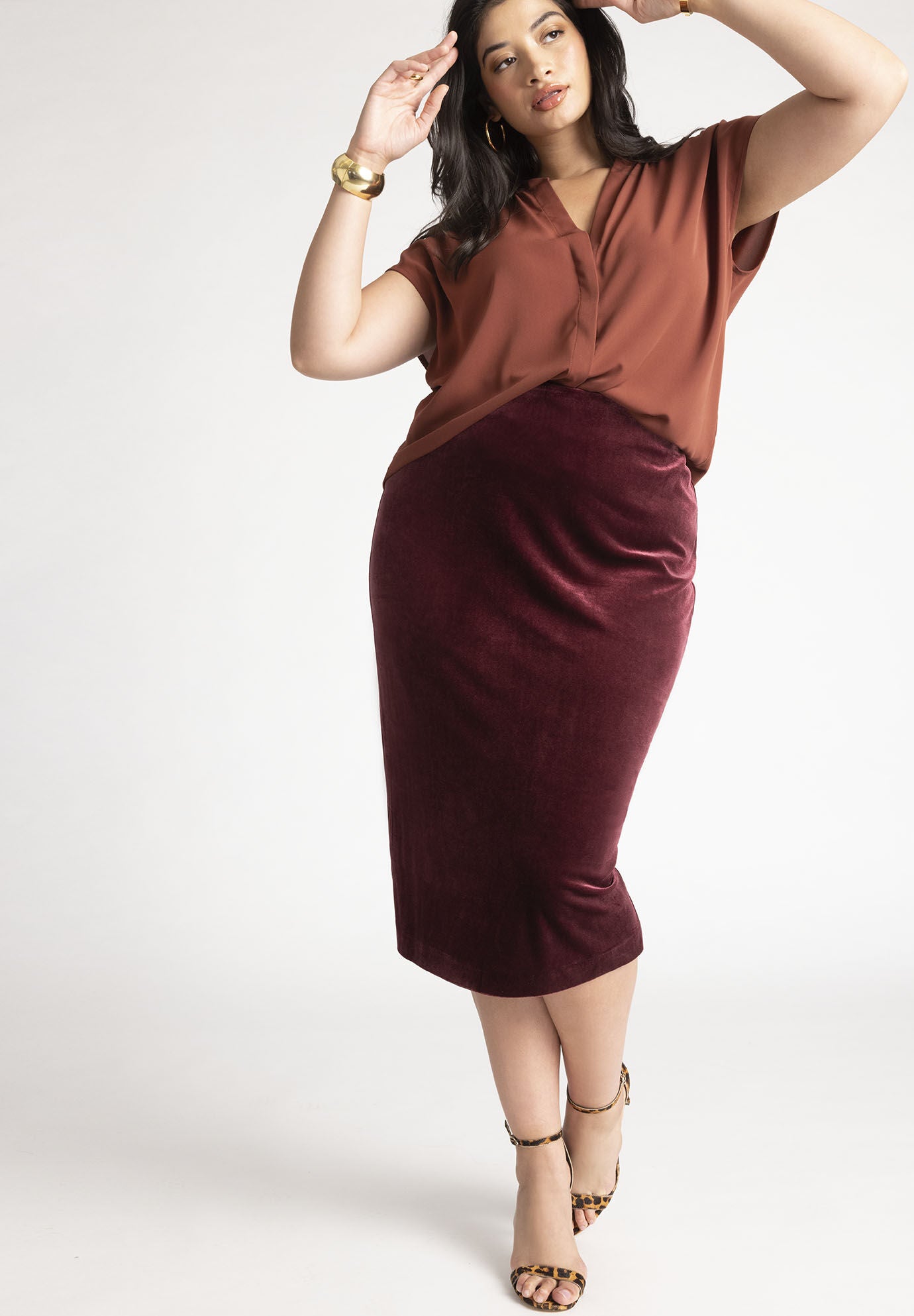 Dahlia Velvet Column Skirt