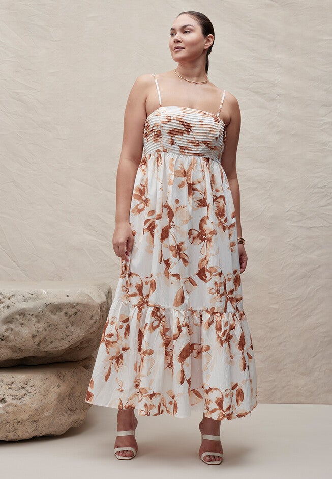 Pintuck Flare Maxi Dress, VINTAGE FLORAL, hi-res image number null