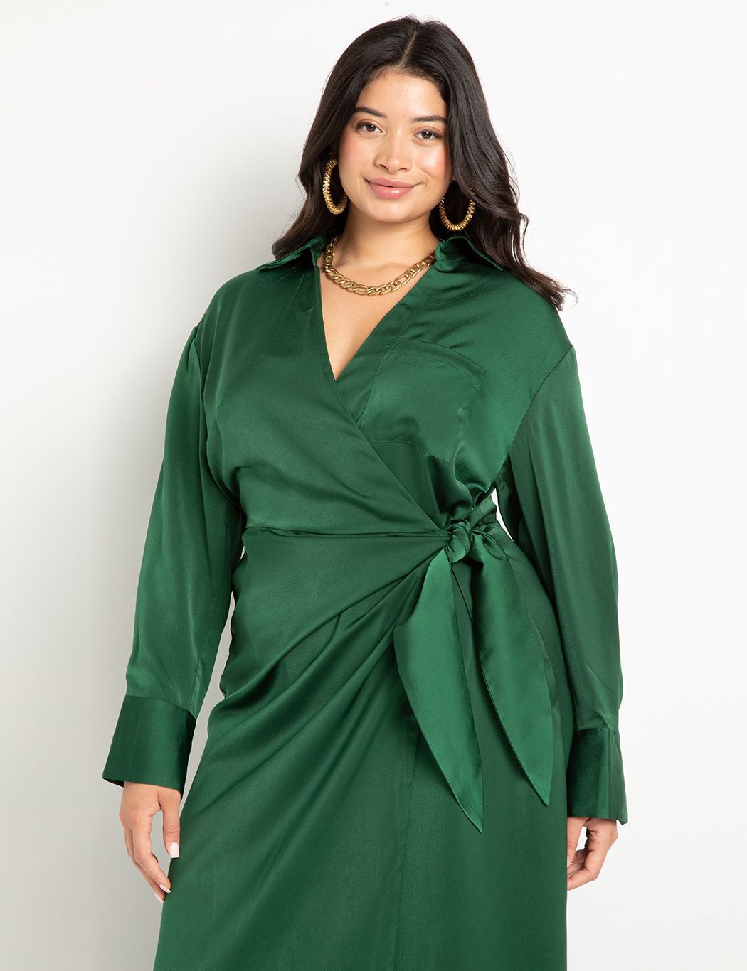 Satin Maxi Wrap Dress