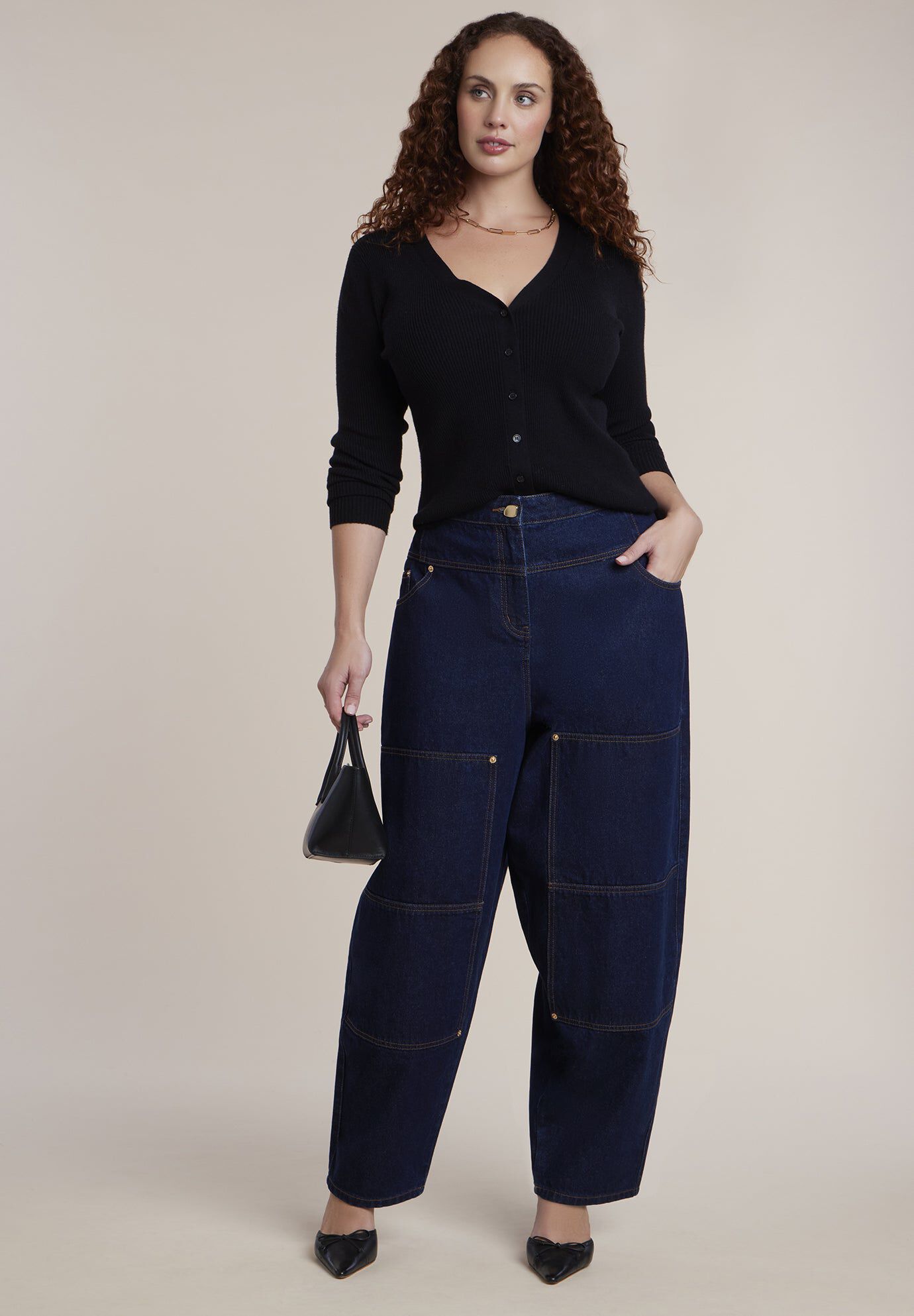 High-Rise Pocket Barrel Jean