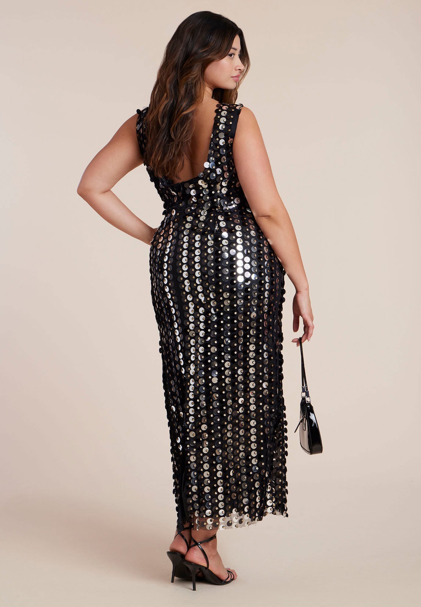  Paillette Maxi Dress, BLACK ONYX, on-hover image number 1