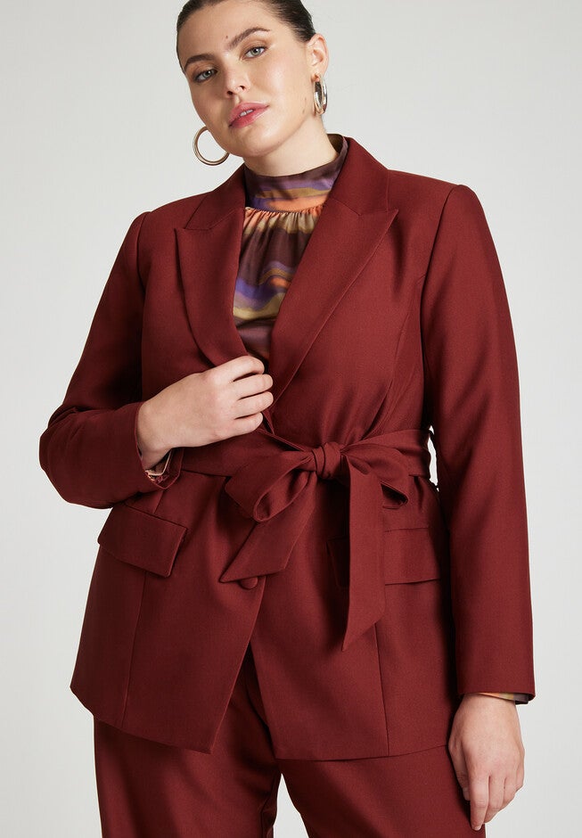 Wide Belt Single Breasted Blazer, , alternate image number null