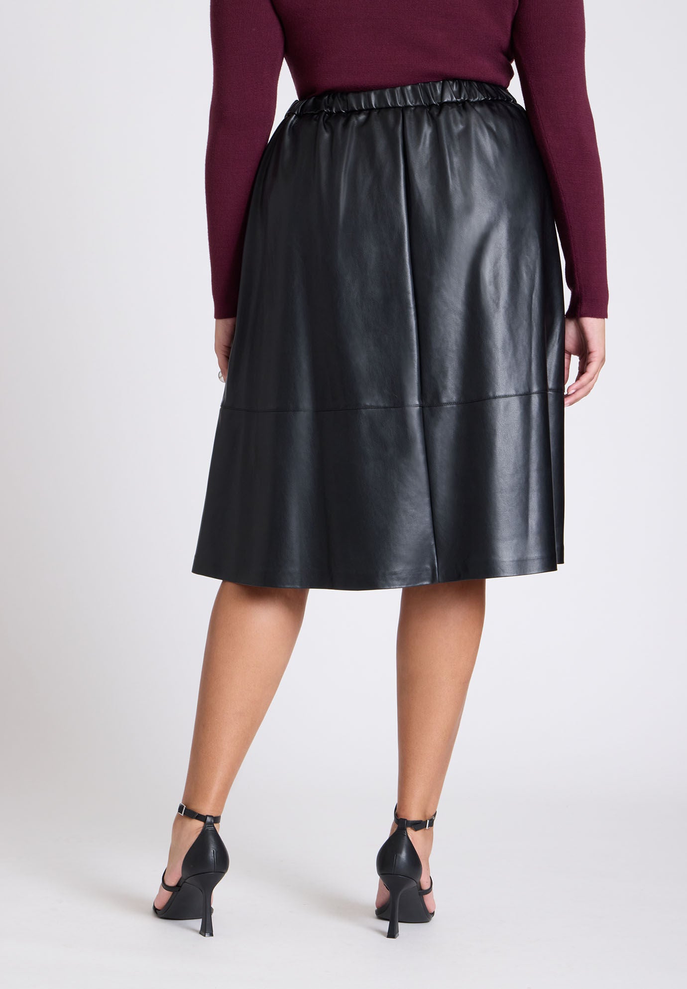 Faux Leather Full Midi Skirt Eloquii