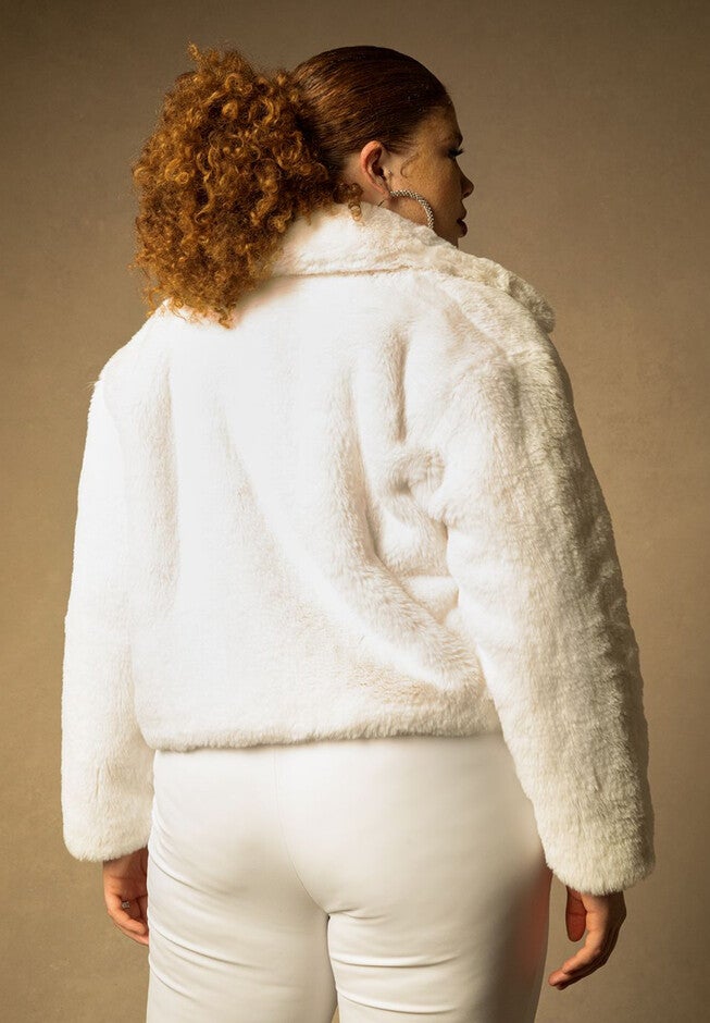 Bridal by ELOQUII Faux Fur Jacket, , on-hover image number null
