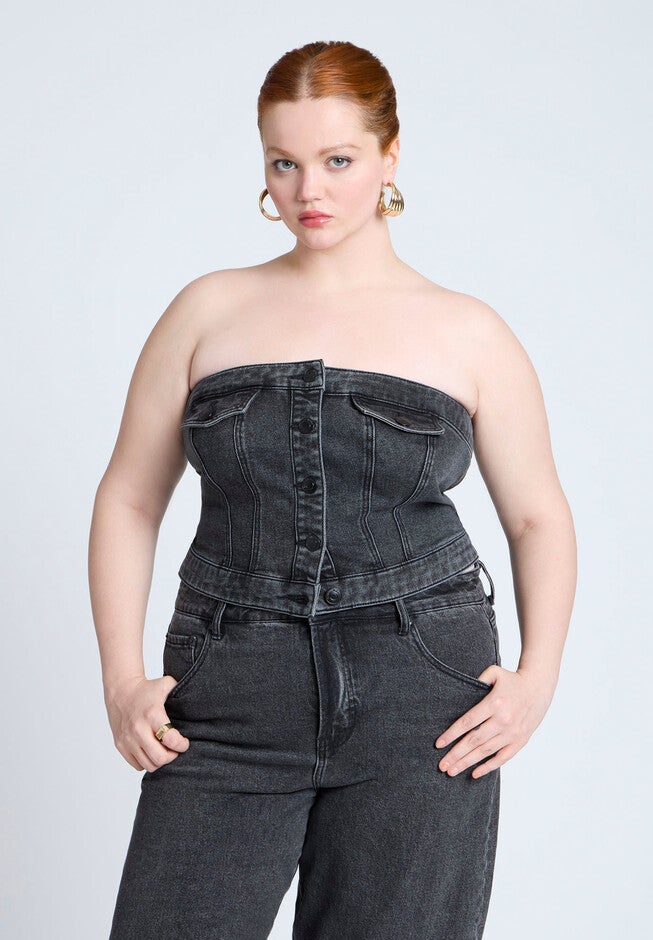 Denim Bustier, BLACK ONYX, hi-res image number null