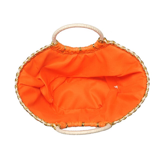 Carmen Round Handle Straw Tote, ORANGE MULTI, alternate image number 3