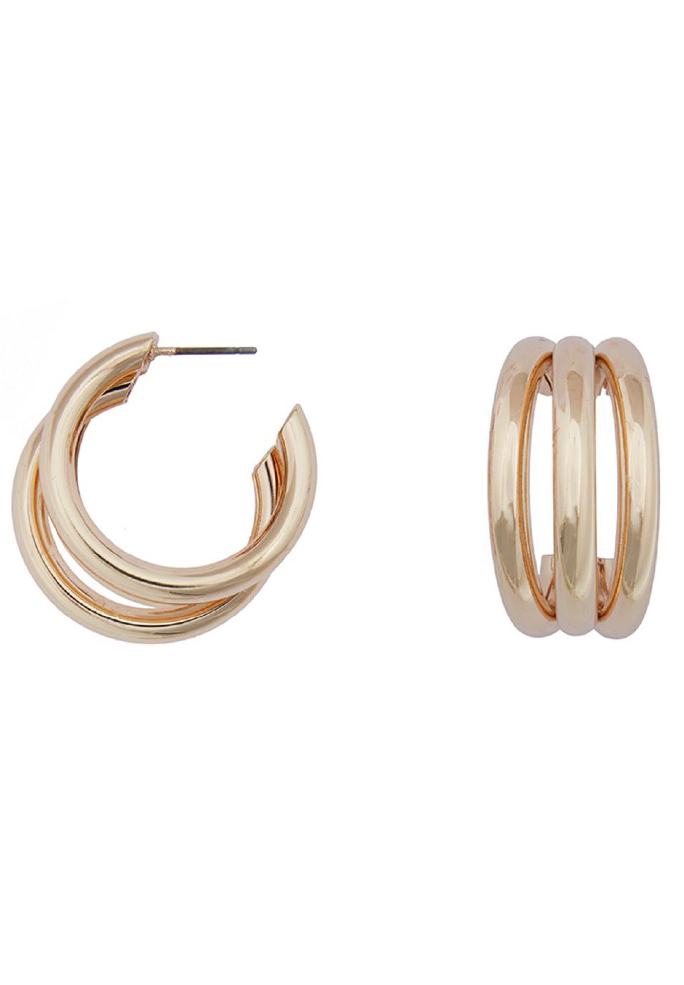 Triple Hoop Earrings, GOLD, hi-res image number 0