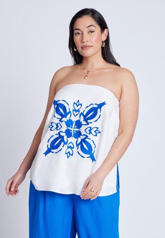 Embroidered Column Top, JET STREAM, on-hover image number null