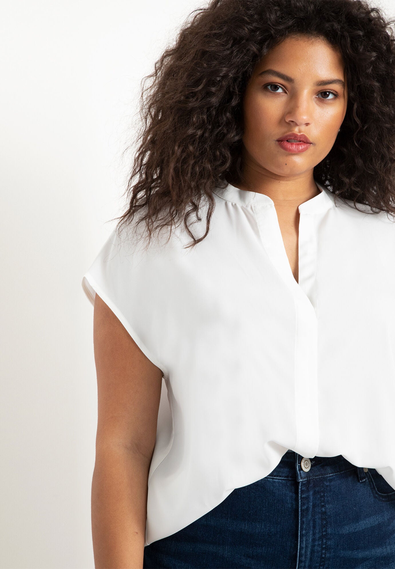 Plus size white blouses for work 2025