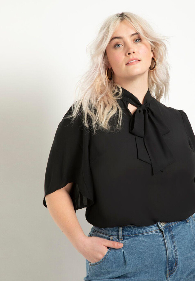 Bow Blouse with Flutter Sleeve | Eloquii