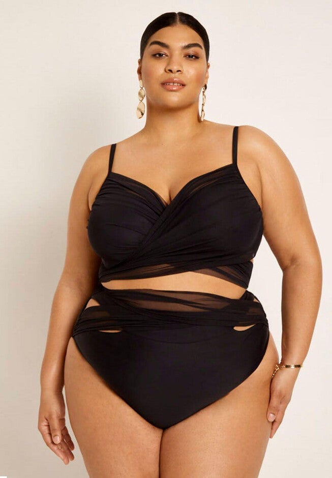 Gabi Fresh Swim x ELOQUII Wrap Detail Mesh Bikini Top, , alternate image number null