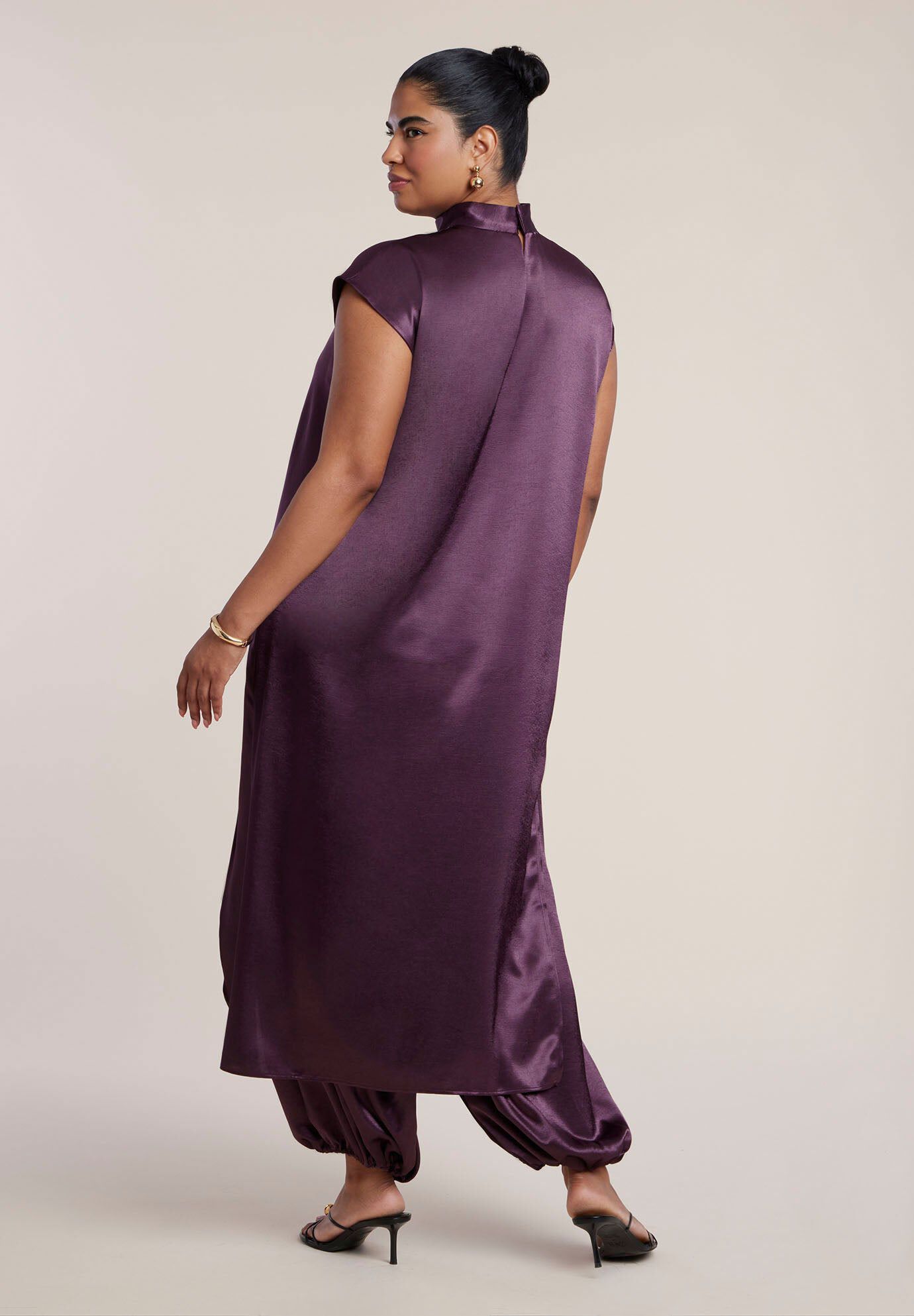 Satin Asymmetric Duster Top