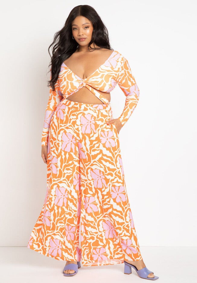 Gabi Fresh Swim x ELOQUII Wide Leg Coverup Pant, TIGER LILY, hi-res image number null