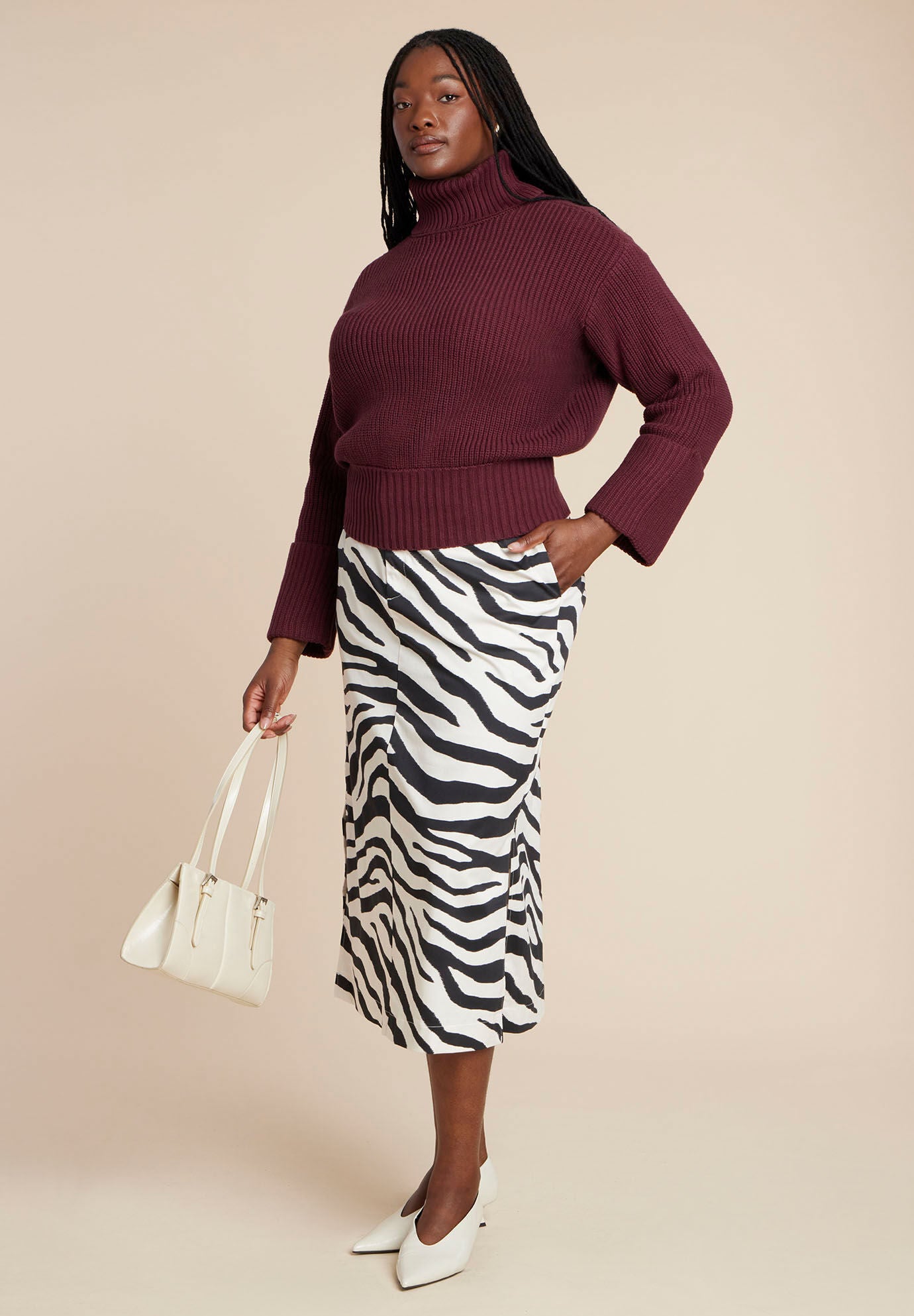 Cuffed Turtleneck Sweater, TAWNY PORT, alternate image number 3