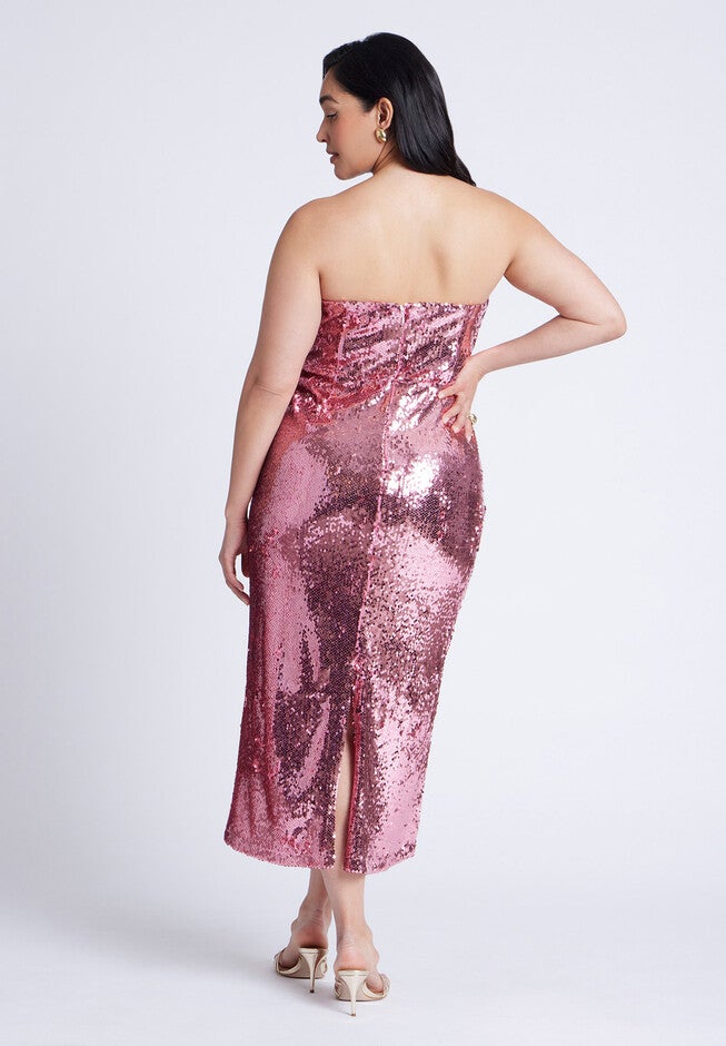 Corset Bodice Sequin Dress, PINK POWER, alternate image number null