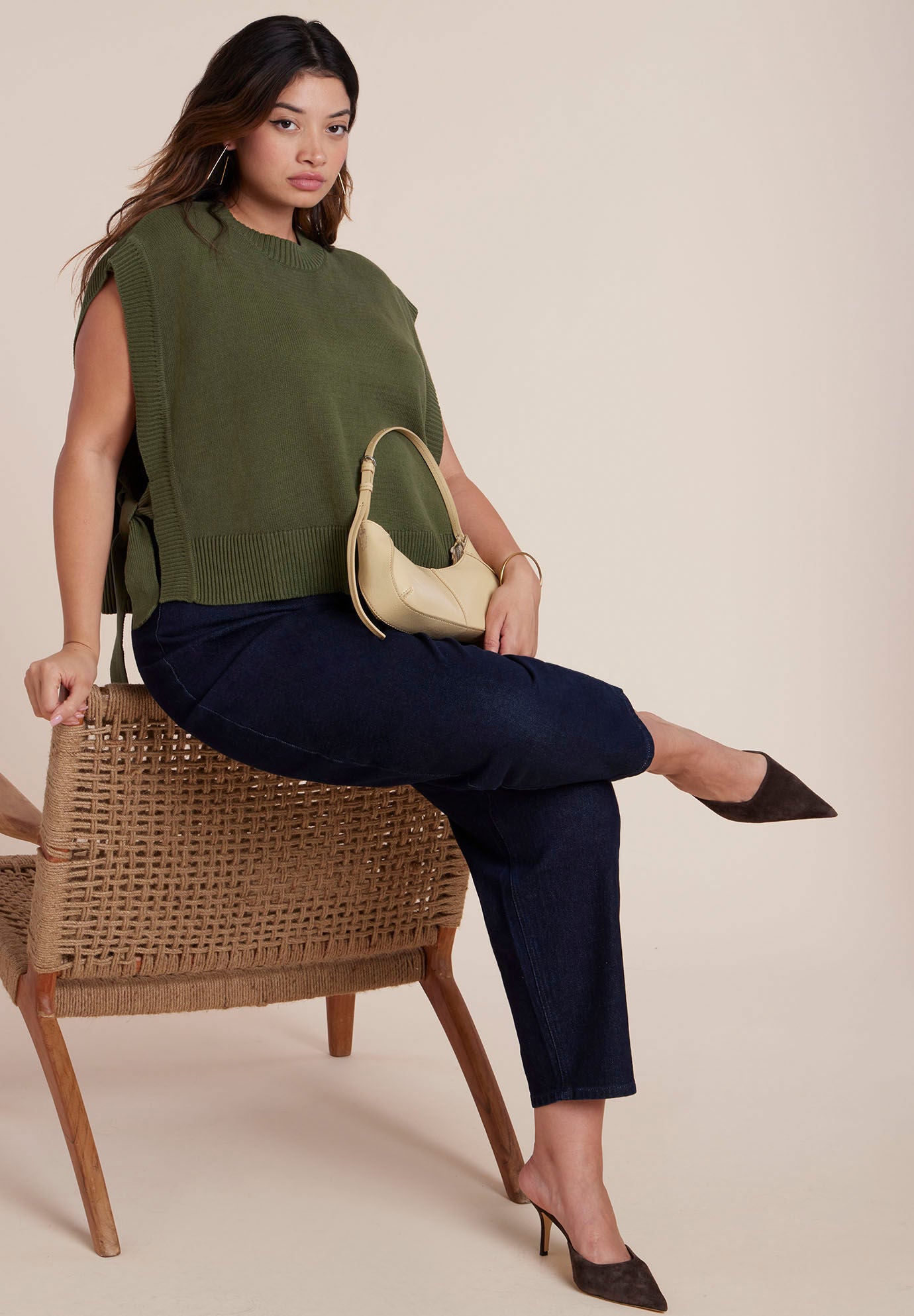 Overlay Sweater, DARK FOREST GREEN, alternate image number 3