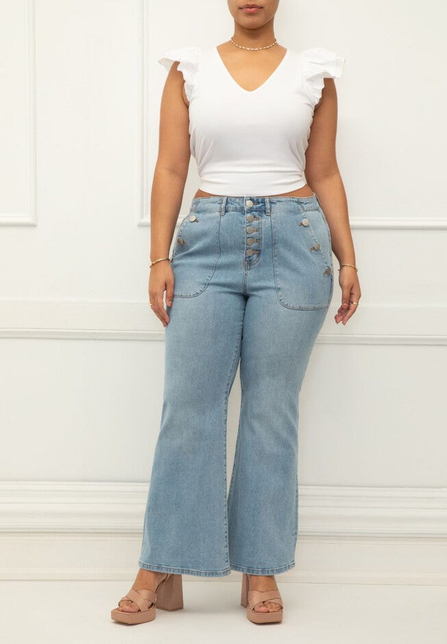 ELOQUII Elements Knit Flutter Sleeve Tie Back Crop Top, , alternate image number null