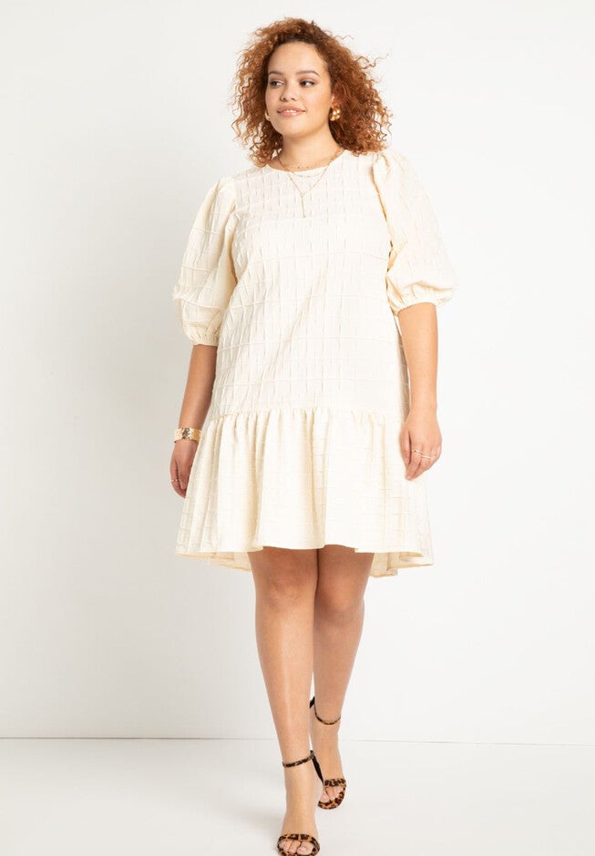 Textured Open Back Dress, BUTTERCREAM, hi-res image number null