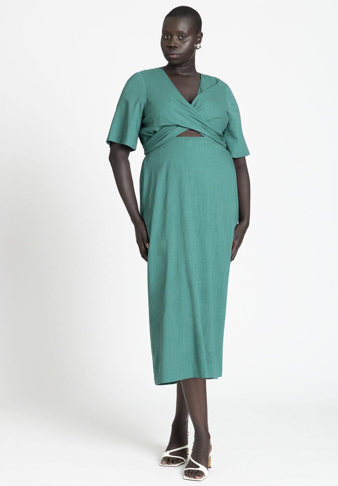 Relaxed Tie Front Maxi Dress Chic Collection Antique Green Eloquii
