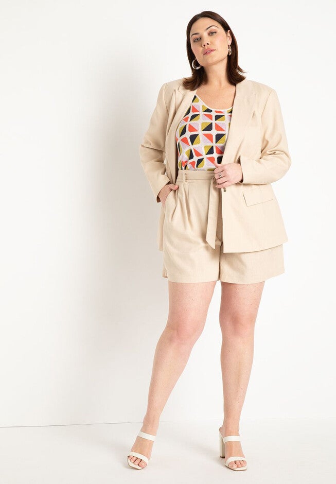 Belted Relaxed Linen Short, IRISH CREAM, hi-res image number null