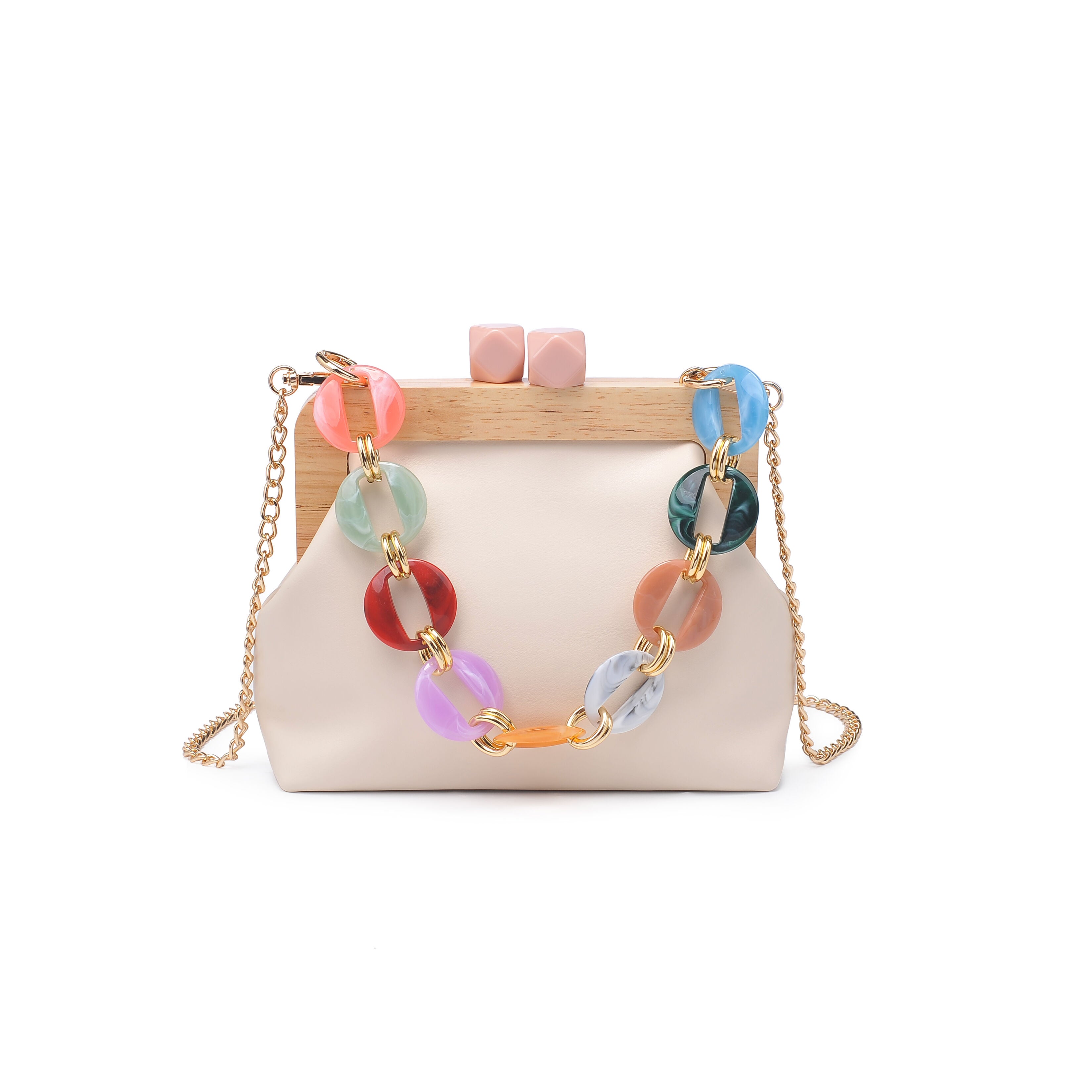 Talullah Colorful Chain Evening Bag, IVORY, hi-res image number 0