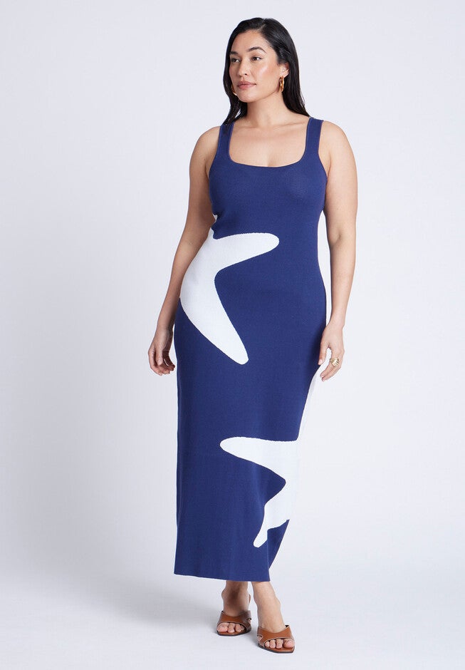 Intarsia Column Dress, SEASIDE STARFISH, on-hover image number null