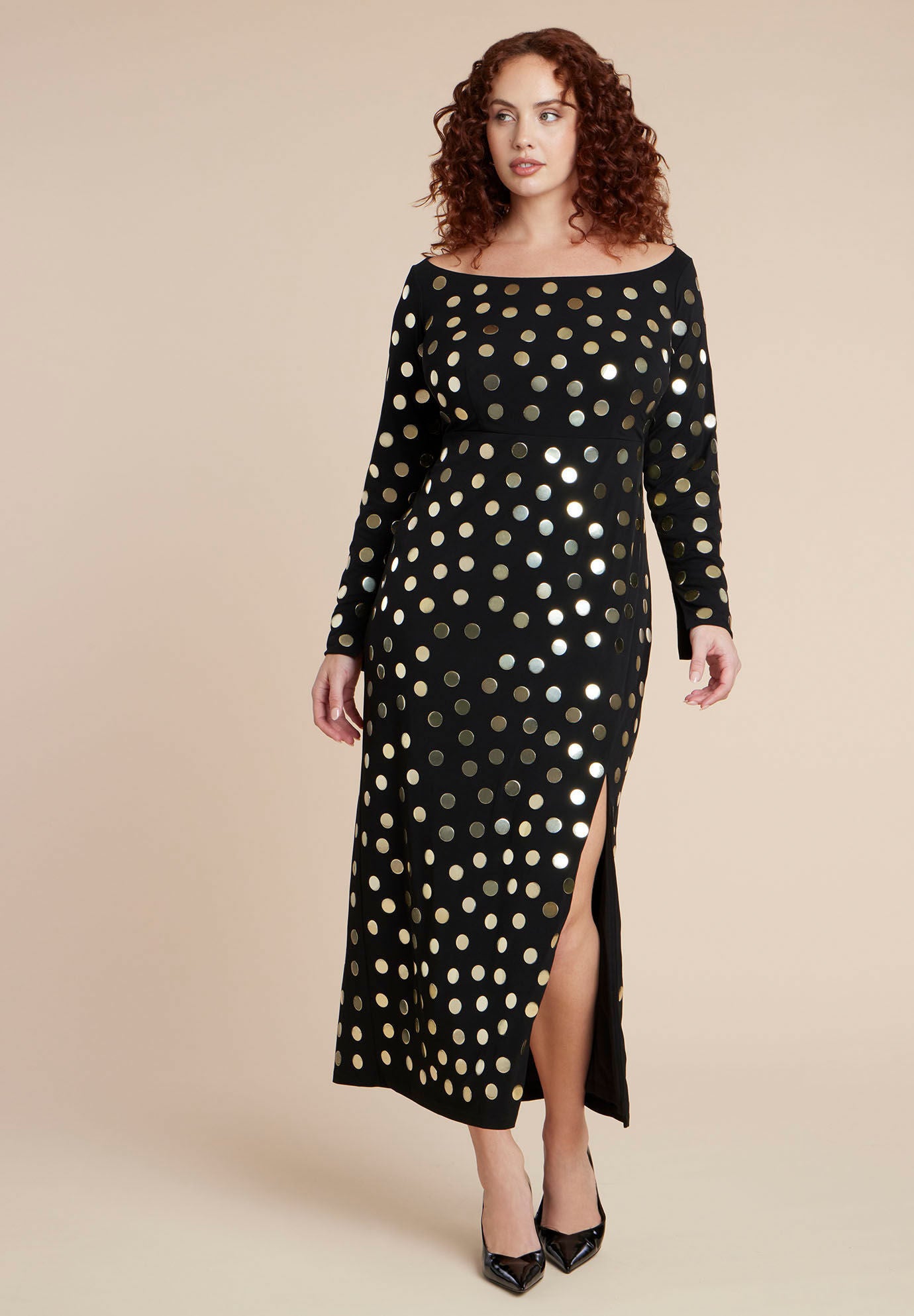  Studded Maxi Dress, BLACK ONYX, hi-res image number 0