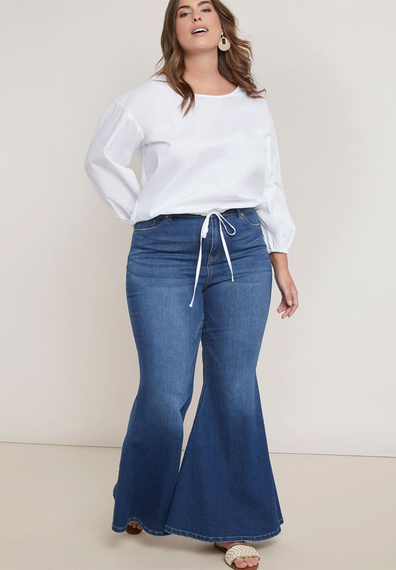 Women's High Waist Ripped Flare Bell Bottom Denim Pants Bootcut Jeans –  Lookbook Store