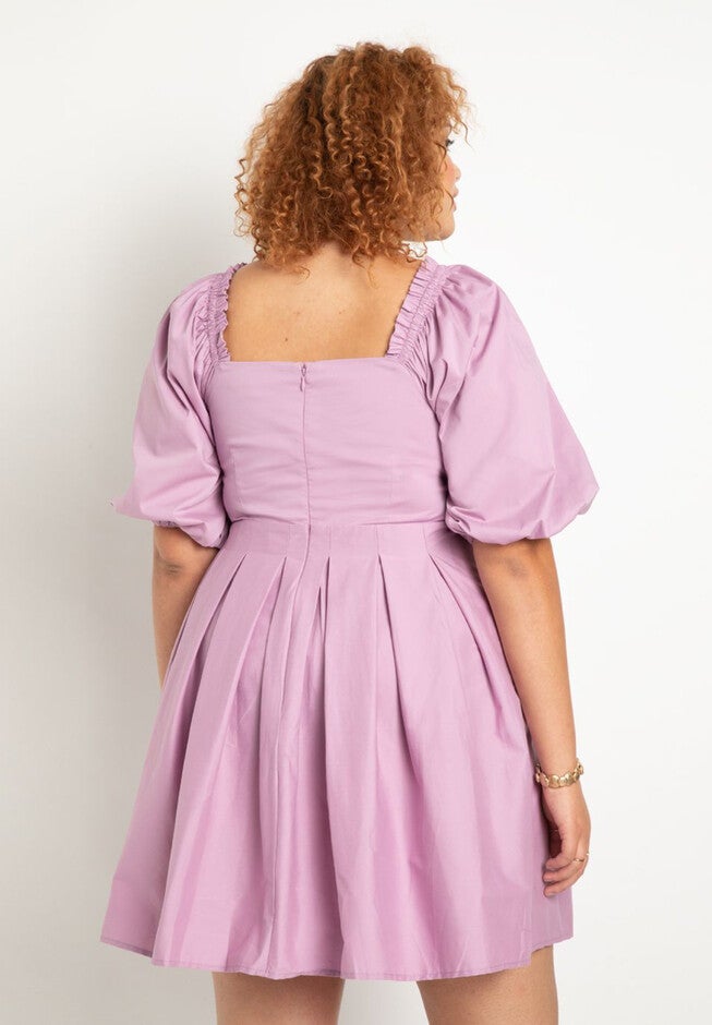 Twist Bodice Puff Sleeve Dress, , alternate image number null