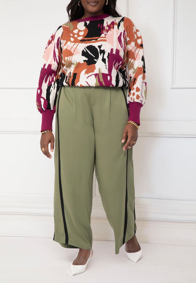 ELOQUII Elements Relaxed Fit Side Detail Trouser, , on-hover image number null