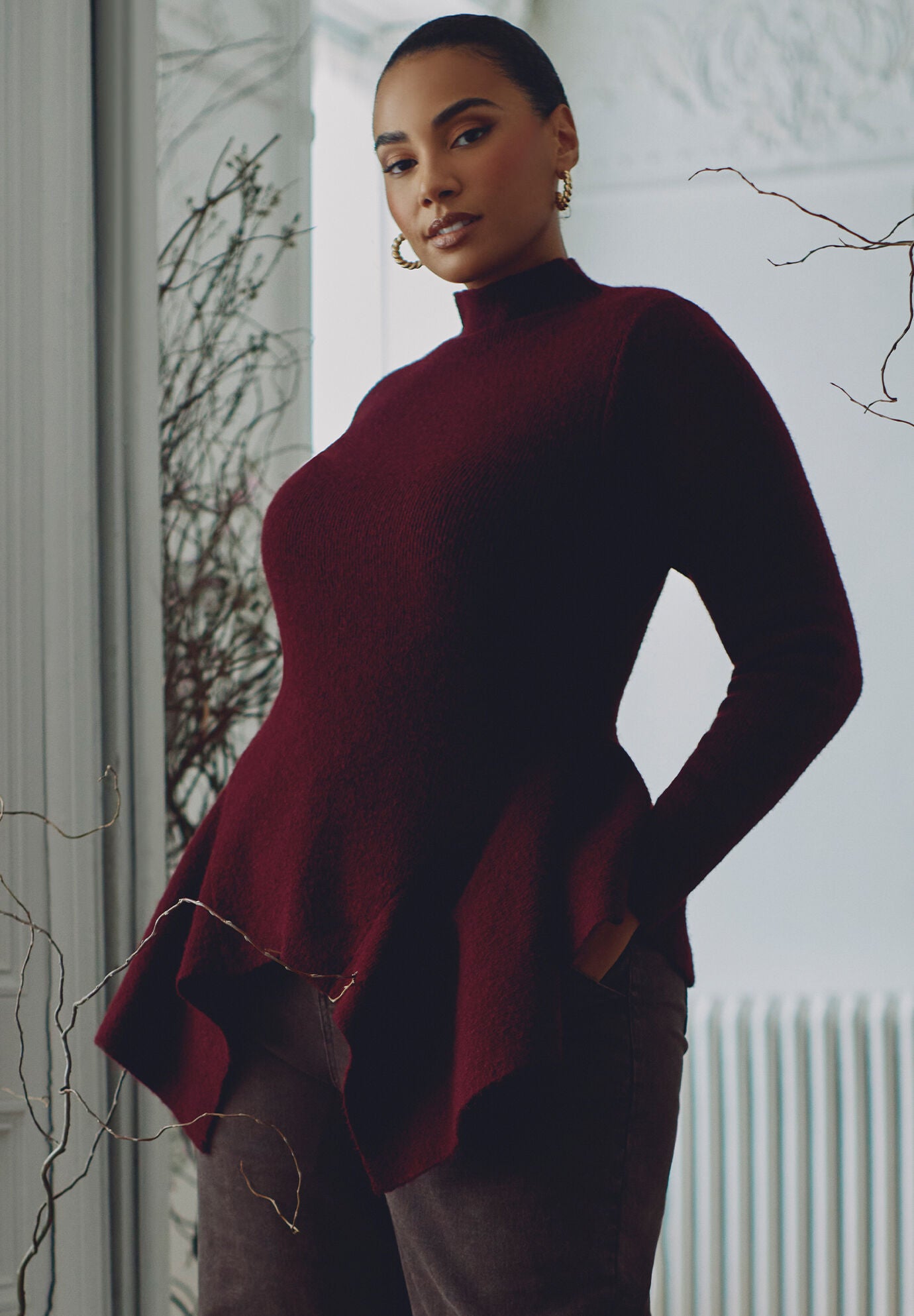 Plus size peplum sweater sales