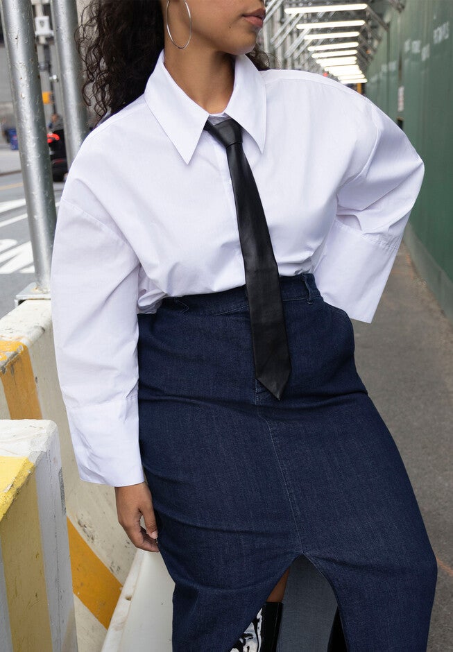 Poplin Shirt With Tie, , alternate image number null