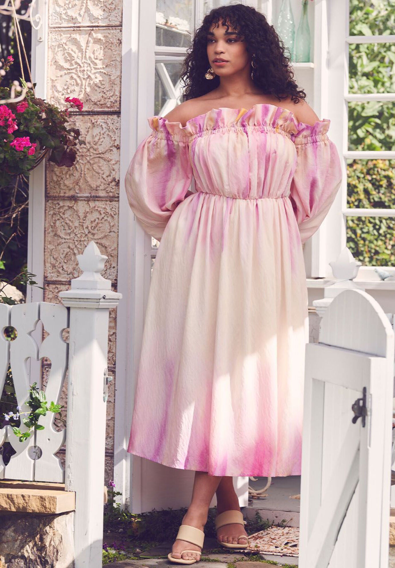 Plus size off the shoulder ruffle dress cheap