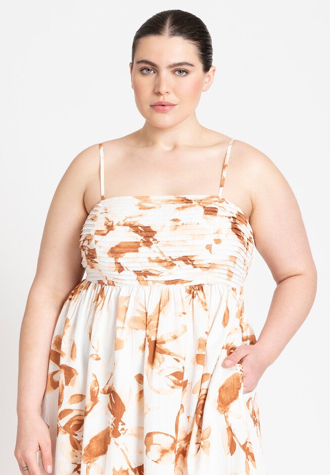 Pintuck Flare Maxi Dress, VINTAGE FLORAL, alternate image number null