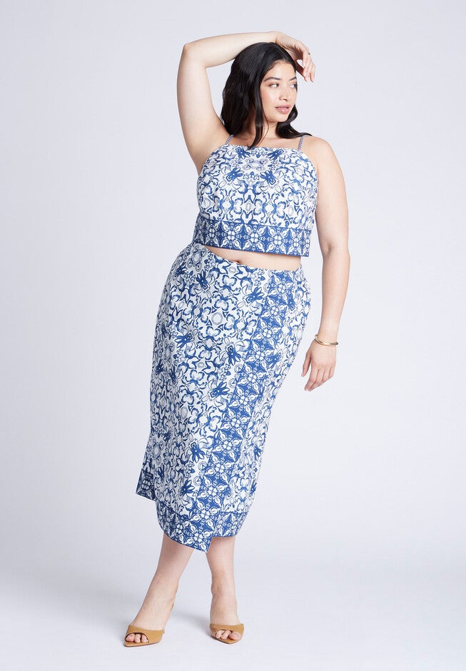 Printed Cropped Tank Top, AZULEJO, alternate image number null
