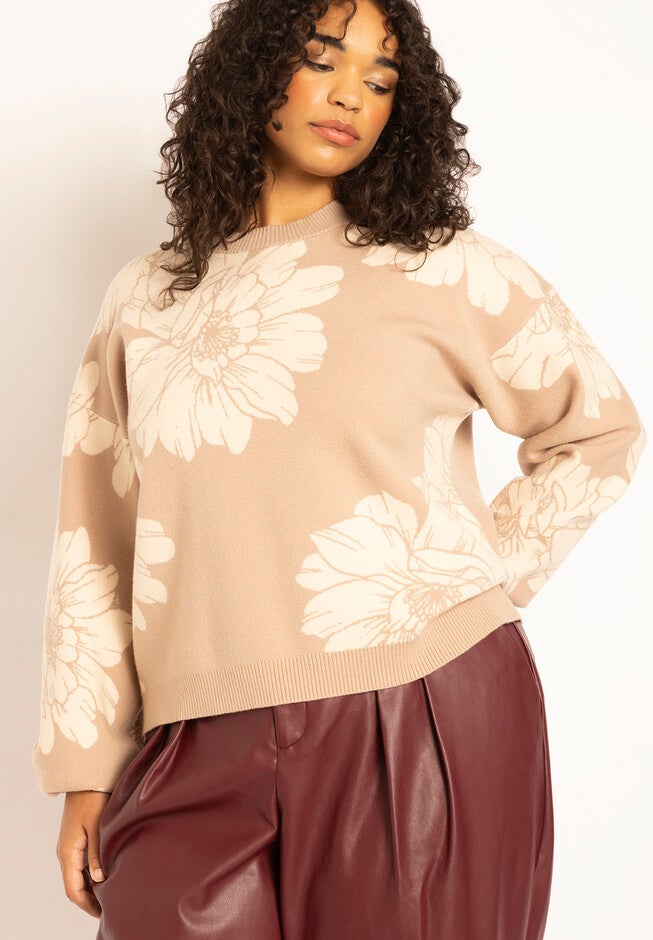Intarsia Crew Neck Sweater, , on-hover image number null