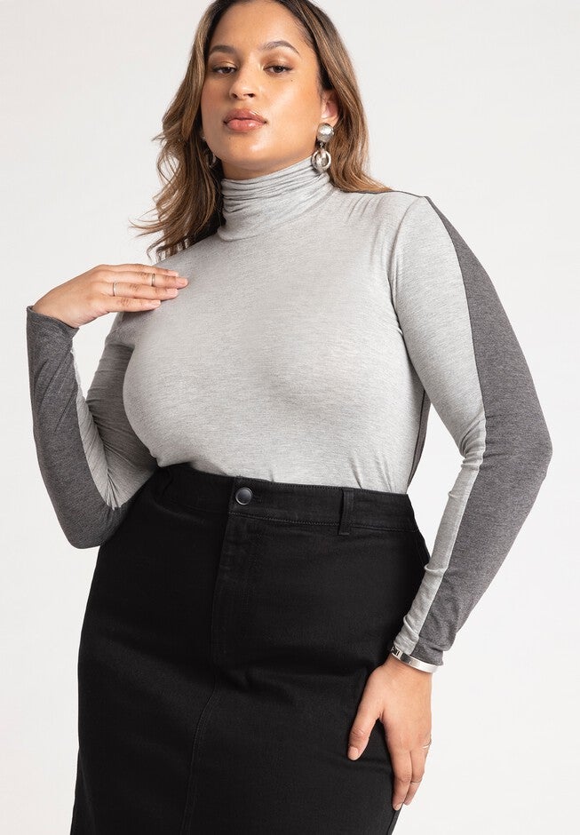 Colorblock Layering Turtleneck, HEATHER GREY, hi-res image number null