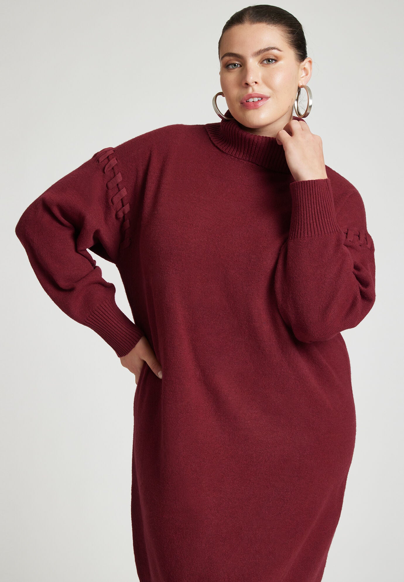 Lace detail discount sweater dress