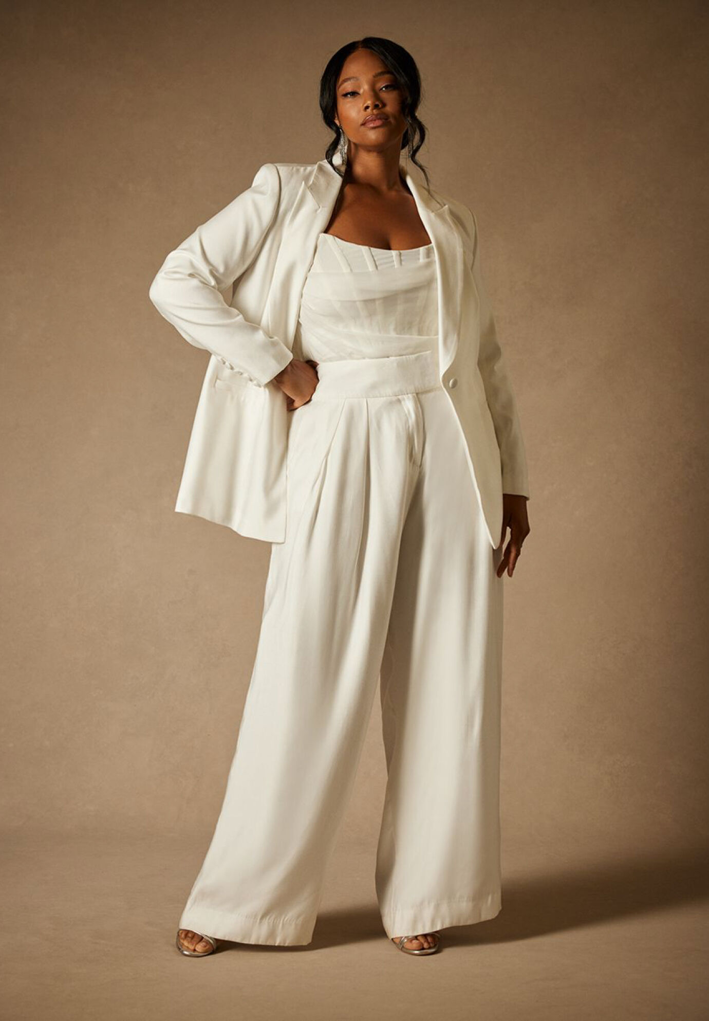 ELOQUII Women's Plus Size Colorblock Pant - 18, White