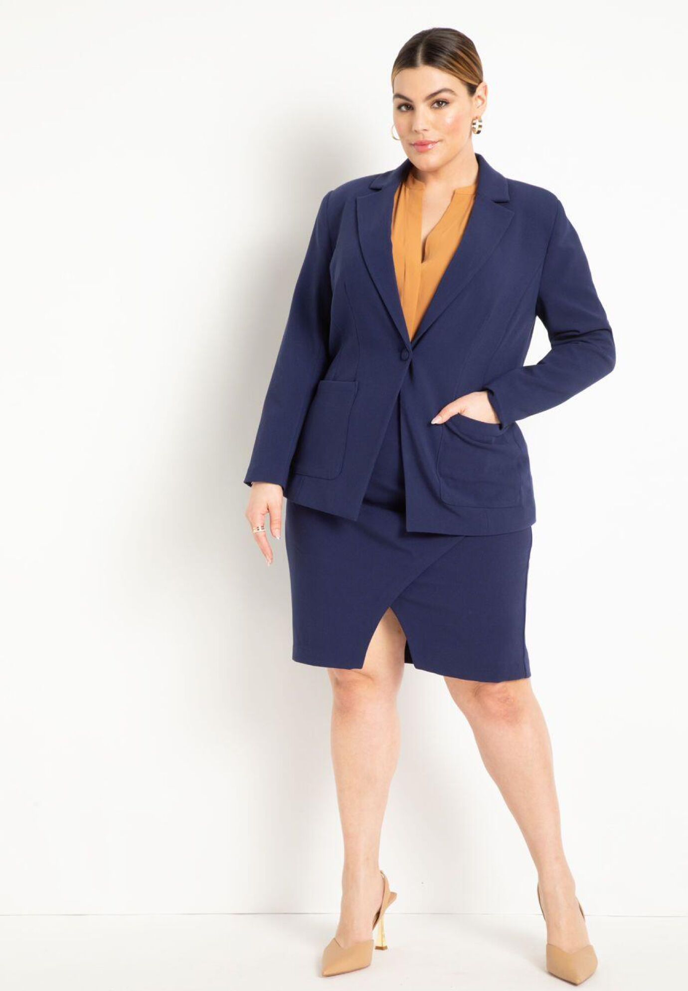 Plus Size Women The 365 Suit Wrap Pencil Skirt By (size 16)