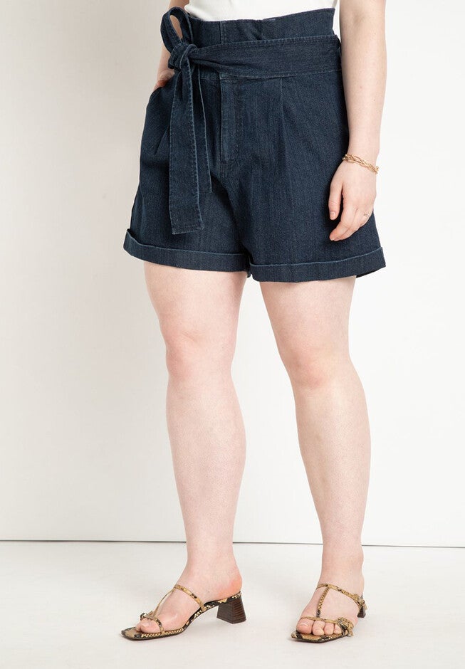 Denim Shorts With Belt, DARK RINSE, on-hover image number null