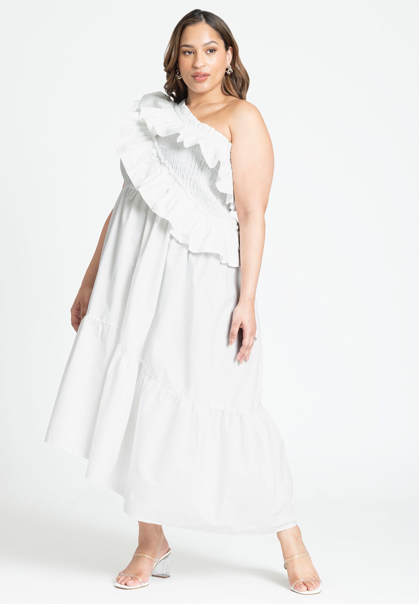 Asymmetric Smocked Dress by Eloquii