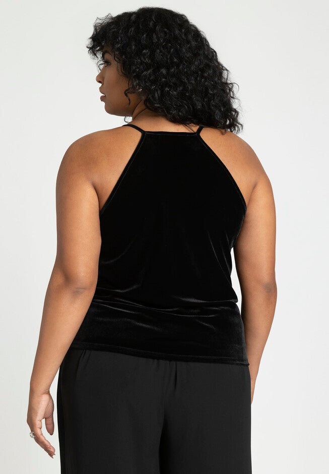 Surplice Velvet Cami, BLACK ONYX, on-hover image number null